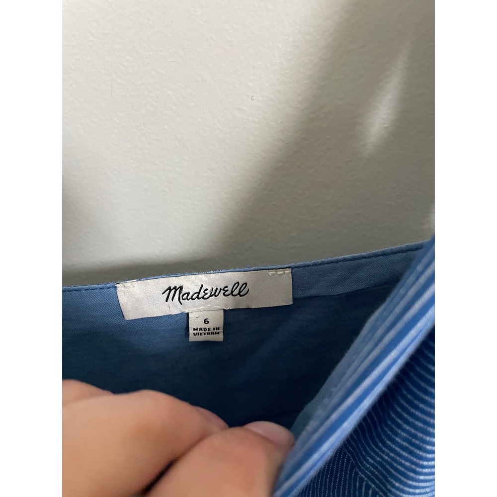Madewell Stripe Button-Front Tiered Midi Dress Size 6 Classic Timeless Summer - Picture 9 of 11